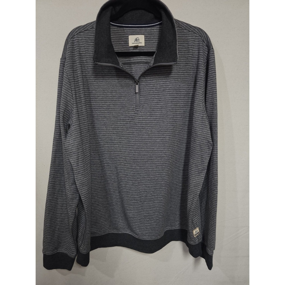 Surfside Supply Co Men's XL Gray Stripef Melange 1/4 Zip Pullover Sweater XXL